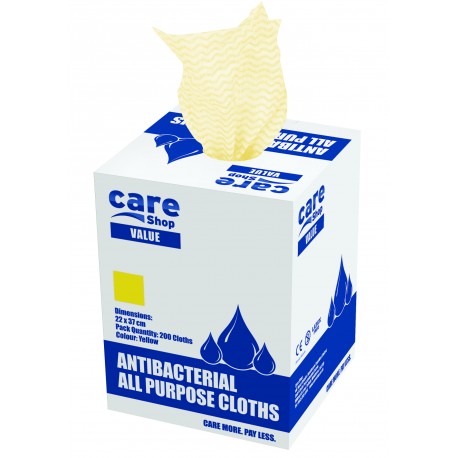 Care Value Antibacterial All Purpose Cloths Yellow