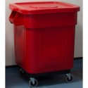 HUSKEE BIN WITH LID & WHEELS RED 140L