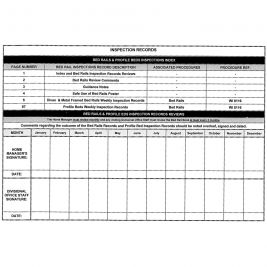 PROFILE/BED RAIL INSPECTION RECORD BOOK