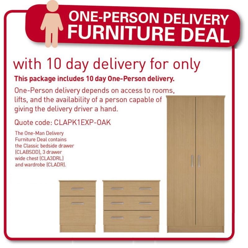Classic Oak Bedroom Furniture Package 1 Person Delivery